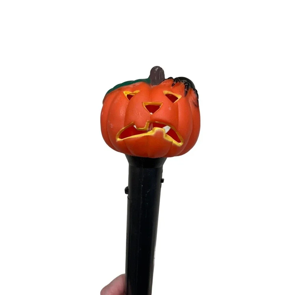 Vintage Halloween Jack-o-Lantern Blinker Vinyl Flashlight Pumpkin Spider
